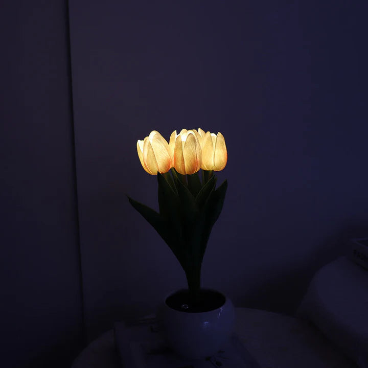 Tulip LED Desk Lamp in Ceramic Vase – Warm Ambient Light