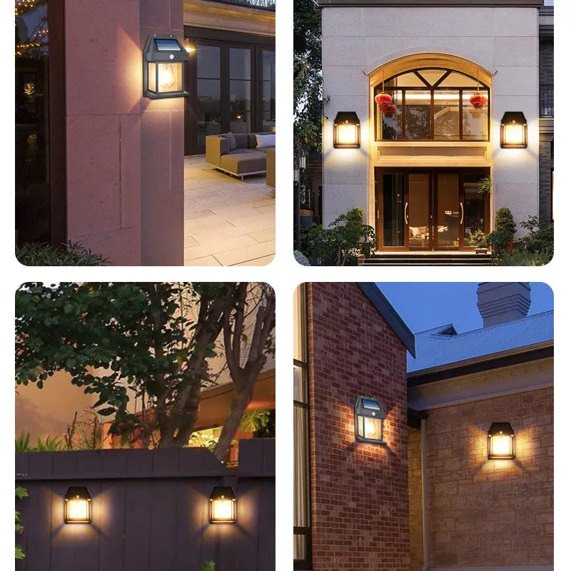 Solar Lantern Wall Light with Motion Detector – Pack of 2